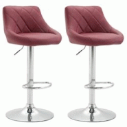 CLP Lot de 2 tabourets de bar Lazio similicuir Bordeaux - rouge polyester 307029 CLP Lot de 2 tabourets de bar Lazio similicuir Bordeaux - rouge polyester 307029