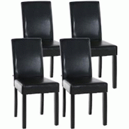 CLP Lot de 4 Chaises de salle à manger Ina similicuir avec pieds en Bois Marron/Noir - marron polyester 181067403 CLP Lot de 4 Chaises de salle à manger Ina similicuir avec pieds en Bois Marron/Noir - marron polyester 181067403