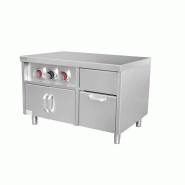 Comptoir à café inox avec porte-gobelets et compartiment glaçons - 1200 mm