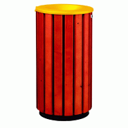 Corbeille à poser ou à fixer zeno access - 80l - lattes bois / avec couvercle entonnoir jaune colza Corbeille à poser ou à fixer zeno access - 80l - lattes bois / avec couvercle entonnoir jaune colza