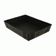 Corbeille carton rectangle "Allure" noir et or 36x27x7cm - par 30