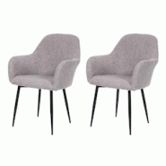 Décoshop26 - Lot de 2 chaises de salle à manger dossier arrondi design rétro en tissu gris pieds noirs 04_0007350 - gris 3000262073504 Décoshop26 - Lot de 2 chaises de salle à manger dossier arrondi design rétro en tissu gris pieds noirs 04_0007350 - gris 3000262073504