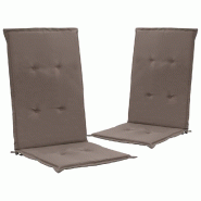 Décoshop26 - lot de 2 coussins de chaise de jardin 100% polyester imperméable taupe 120 x 50 x 3 cm DEC021668 - 3001381169604