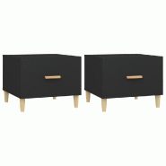 Décoshop26 - Lot de 2 tables de chevets avec tiroir 50 x 50 x 40 cm bois d'ingénierie noir DEC040422 - noir Bois massif 3000264931222