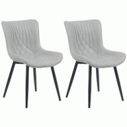 Décoshop26 - Set de 2 chaises de salle à manger design moderne en PVC gris et métal noir 10_0001672 - gris 3000250609142 Décoshop26 - Set de 2 chaises de salle à manger design moderne en PVC gris et métal noir 10_0001672 - gris 3000250609142