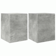 Helloshop26 - Meuble TV mural moderne design minimaliste 30 x 31 x 40 cm en bois d'ingénierie béton 02_0054941 - Bois massif 3000238734255