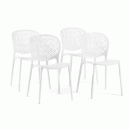 RATTATAN Lot de 4 chaises d'extérieur empilables en polypropylène avec fibre de verre dossier ajouré pour jardin terrasse bar restaurant Lulù - bl