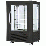 Roller Grill Vitrine 4 faces, verticale, positive ventilée, noire à plateaux tournants RD 60 TB - noir verre RD 60 TB