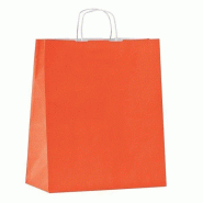 Sac kraft corail poignées torsadées 22x10x29cm - par 50 - couleur vive et dynamique