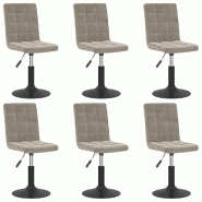 VidaXL Chaises pivotantes à manger lot de 6 gris clair velours Modèle Dervin - 3089300