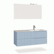 AQA Design Composition de salle de bain en MDF avec baignoire à droite en 4 pièces VENERE en bleu tiffany L.121 P.46,5 H.190 MPVE41-TIF - bleu Bois