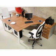 Bureaux bench compact Tempo avec caissons - Mobel Linea - 160, Alu, Acacia foncé, 3 tiroirs