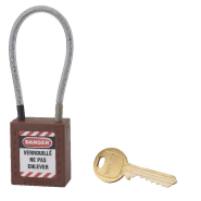 Cadenas de consignation loto lockout tagout 38 mm câble inox gainé ø 4,76 x 150 mm - 1 clé brown