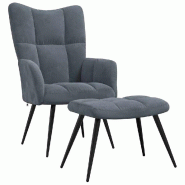 Décoshop26 - Fauteuil lounge chaise de canapé design modene avec repose pieds en velours gris foncé DEC026591 - gris 3000255903870