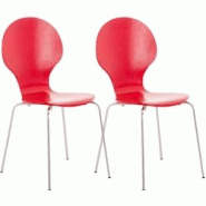Décoshop26 - Lot de 2 chaises de cuisine salle à manger empilables dossier arrondi en bois rouge et métal chromé 10_0003084 - 3000251387537 Décoshop26 - Lot de 2 chaises de cuisine salle à manger empilables dossier arrondi en bois rouge et métal chromé 10_0003084 - 3000251387537