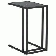Décoshop26 - Table d'appoint bout de canapé 50 x 35 x 65 cm verre trempé aspect marbre noir et fer DEC032510 - noir verre 3000259013650