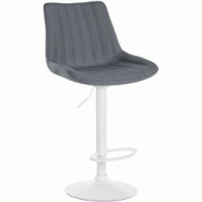 Décoshop26 - Tabouret de bar x1 réglable en hauteur pivotant à 360° assise en tissu gris couture verticale pied métal blanc 10_0005439 - blanc 30 Décoshop26 - Tabouret de bar x1 réglable en hauteur pivotant à 360° assise en tissu gris couture verticale pied métal blanc 10_0005439 - blanc 30