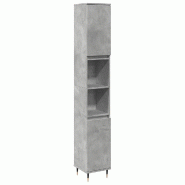 Helloshop26 - Armoire de salle de bain moderne avec rangement flexible 30 x 30 x 190 cm en bois gris béton 02_0051075 - gris Bois massif 3000236726283