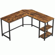 Helloshop26 - Bureau informatique table d'angle bureau poste de travail avec étagère de rangement table informatique pour maison et 12_0004652 - mé