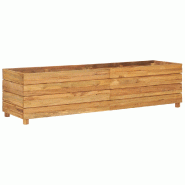 Helloshop26 - Jardinière lit surélevé plantes fleurs jardin 150 x 40 x 38 cm bois de teck recyclé et acier 02_0000912 - 3000072471538 Helloshop26 - Jardinière lit surélevé plantes fleurs jardin 150 x 40 x 38 cm bois de teck recyclé et acier 02_0000912 - 3000072471538