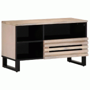 Helloshop26 - Meuble TV industriel 80 x 34 x 46 cm grand rangement robuste style contemporain en bois massif blanc 02_0047621 - blanc métal 300023487