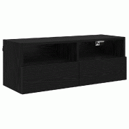 Helloshop26 - Meuble TV mural rectangulaire moderne gain de place 80 x 30 x 30 cm en bois d'ingénierie chêne noir 02_0052794 - noir Bois massif 3000