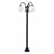 Lampadaire de parc boom-3 bras en forme de boules- ip43 e27 42w noir livré avec son mat hauteur totale de 1915 mm