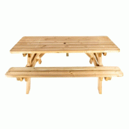 Lot de 4 tables pique-nique en bois Province - 45 mm d'épaisseur avec trou pour parasol