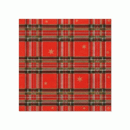 Papstar Serviettes 280, 3-épaisseur pliage 1/4 25 cm x 25 cm Tartan - rouge papier 88826