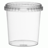 Pot rond transparent avec couvercle inviolable 870cc D11,8x12,6cm - par 228
