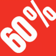 Sticker remise -60% - 3.3x3.3cm - couleur rouge/blanc - lot de 500