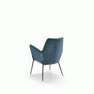 Stones Fauteuil Gin en velours bleu avec structure en métal noir mat - Design moderne pour salon 70x71,5x79 cm - bleu multi-matériau OM/360/BL