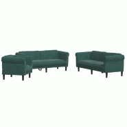 VidaXL Ensemble de canapés 3 pcs vert foncé velours Modèle Corvoria - 3209211