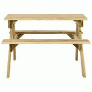 VidaXL Table de pique nique et bancs 110x123x73cm Bois de pin imprégné - marron Bois massif 318398