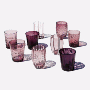 Zafferano Melting Pot X6 Verres Unicolores - Améthyste, Verre Soufflé Main 32Cl, Artisanaux Pour Cocktails, Eau, Apéritifs - violet 8056300190585