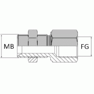 Adaptateur droit mâle cloison BSP x femelle gaz conique - 3/8' , 14.95 , 3/8' , 16.66