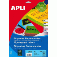 Apli 015074 Lot de 1300 Etiquettes laser/copieur 38,1 x 21,2 mm Jaune Fluo - 8410782150749