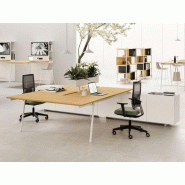 Bureau bench 3 personnes Knot avec crédence de rangement inclus Bureau bench 3 personnes Knot avec crédence de rangement inclus