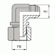Coudes - 90° mâle JIC - X femelle BSP tournant - 1"1/16' , 26.98 , 3/4' , 24.12