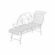 Décoshop26 - Banc de jardin banquette design en fer forgé blanc dossier côté droit 156x46 cm MDJ10193 - blanc 3000035231179
