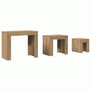 Décoshop26 - Lot de 3 tables d'appoint en bois d'ingénierie couleur chêne DEC040537 - Bois massif 3000264980497