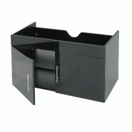 Décoshop26 - Meuble sous-vasque 90 cm meuble de salle de bain suspendu avec 2 portes et étagère réglable MDF noir brillant 04_0010535 - noir 30002