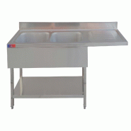 Gasfrit - Evier industriel inox 2 cuves 1 égouttoir avec emplacement pour lave-vaisselle 1800 x 600 x 850 + 100 mm - inox gf262