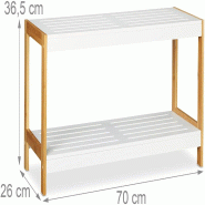 Helloshop26 - Étagère à chaussures avec espaces de rangement 2 étages bambou et MDF blanc 70 cm  13_0001024 - blanc Bambou 3000123018989