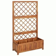 Helloshop26 - Jardinière lit surélevé plantes fleurs jardin avec treillis 85 x 38 x 150 cm bois massif d'acacia 02_0000963 - 3000072991531 Helloshop26 - Jardinière lit surélevé plantes fleurs jardin avec treillis 85 x 38 x 150 cm bois massif d'acacia 02_0000963 - 3000072991531