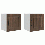 Helloshop26 - Lot de 2 armoires murales de cuisine moderne 40 x 31 x 40 cm avec étagères design élégant en bois d'ingénierie chêne 02_0054236 -