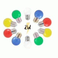 Illupro Ampoules guinguette LED 2W multicolore E27 plastique lot de 10 professionnelle - multicolore 3760430850053 Illupro Ampoules guinguette LED 2W multicolore E27 plastique lot de 10 professionnelle - multicolore 3760430850053