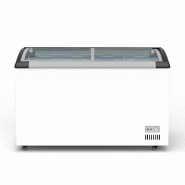 Romux® Îlot Congélateur pour Glaces 400 Litres avec 2 Portes Coulissantes en Verre Courbé Blanc | Congélateurs Professionnels - 8435811807586