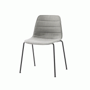 Lot de 2 chaises 4 pieds métal et revêtement tissu rembourré avec surpiqûres Lot de 2 chaises 4 pieds métal et revêtement tissu rembourré avec surpiqûres