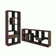 SKRAUT HOME Étagère Bibliothèque, 162x67x31cm, Salon, Bureau, Chêne foncé et Noir - marron Bois manufacturé 609_17